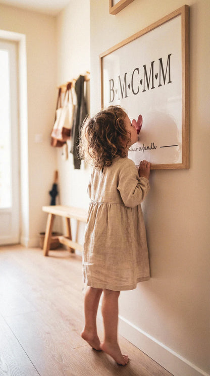 Affiche "Initiales Famille" – Édition Cœurs Enlacés