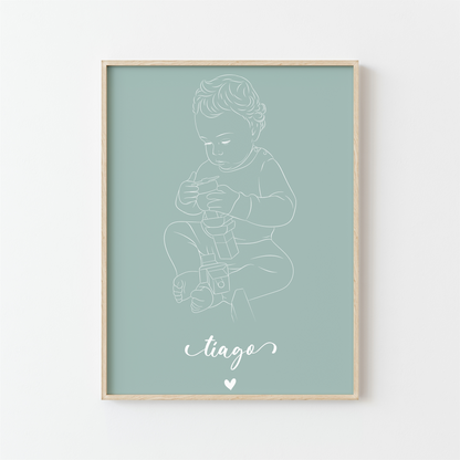 Affiche Portrait Contour – Votre Photo Dessinée à la Main