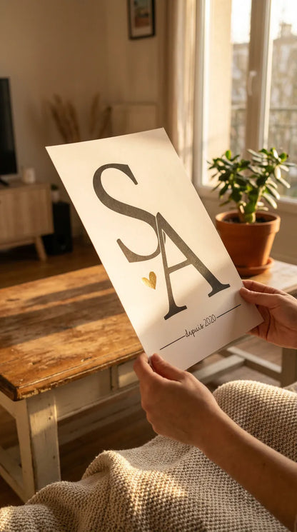 Affiche Duo "Nos Initiales" – Édition Cœur Précieux