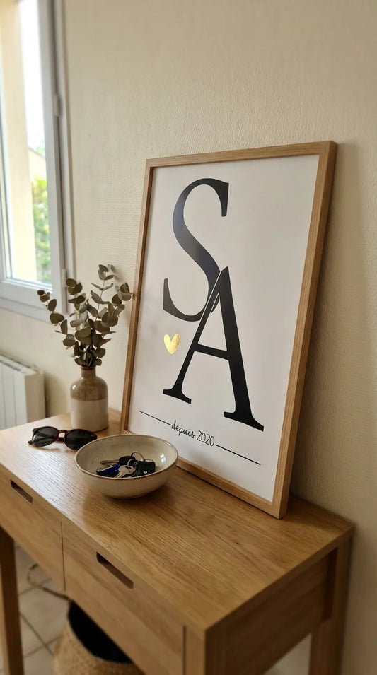 Affiche Duo "Nos Initiales" – Édition Cœur Précieux