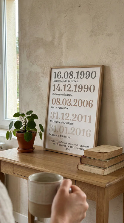 Affiche "Dates Importantes" – Édition Souvenirs en Cascade