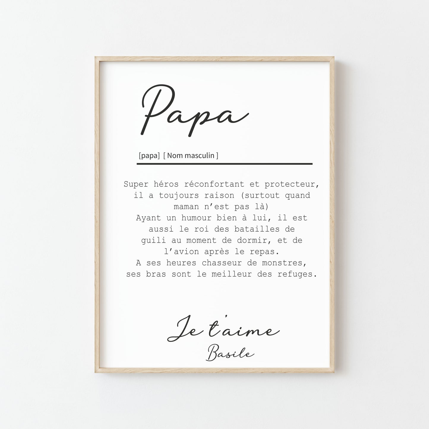 AFFICHE DEFINITION PAPA avec ou sans touche métallisée ( Rose Gold ou Doré )