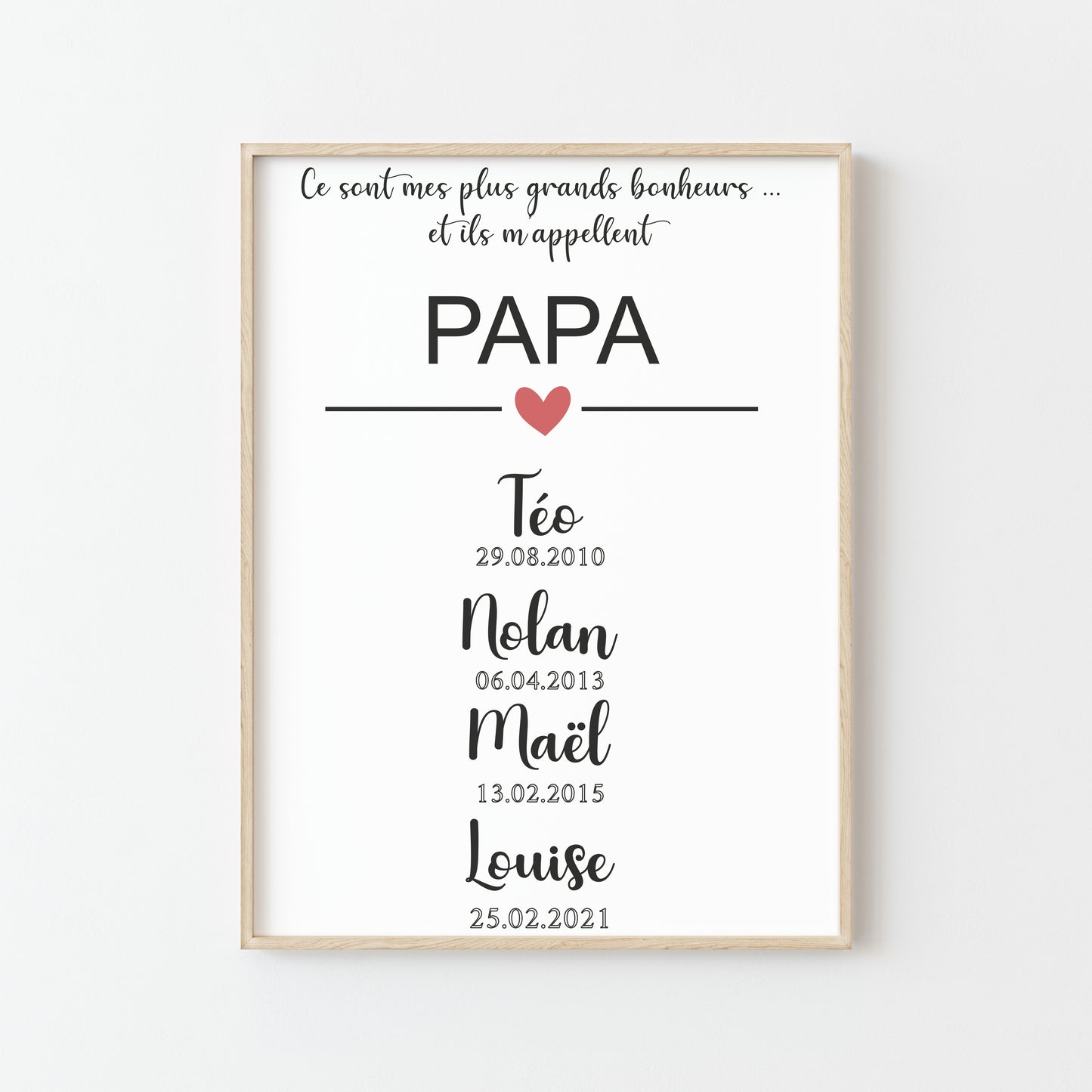 AFFICHE PAPA ET PRENOMS D'ENFANTS