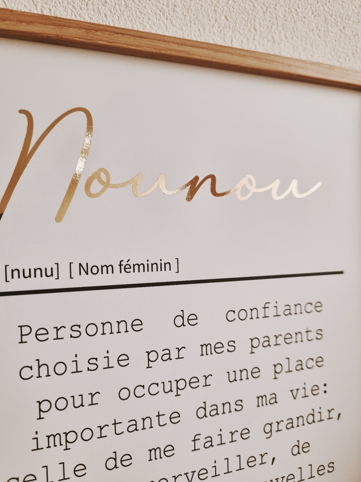 AFFICHE DEFINITION NOUNOU avec ou sans touche métallisée ( Rose Gold ou Doré )