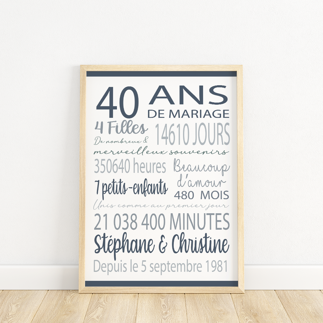 AFFICHE NOTRE COUPLE - anniversaires de rencontre, de mariage