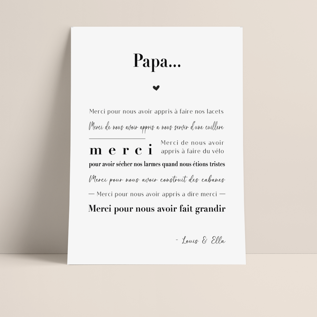 L'affiche "Merci Papa" : un hommage touchant pour la fête des Pères