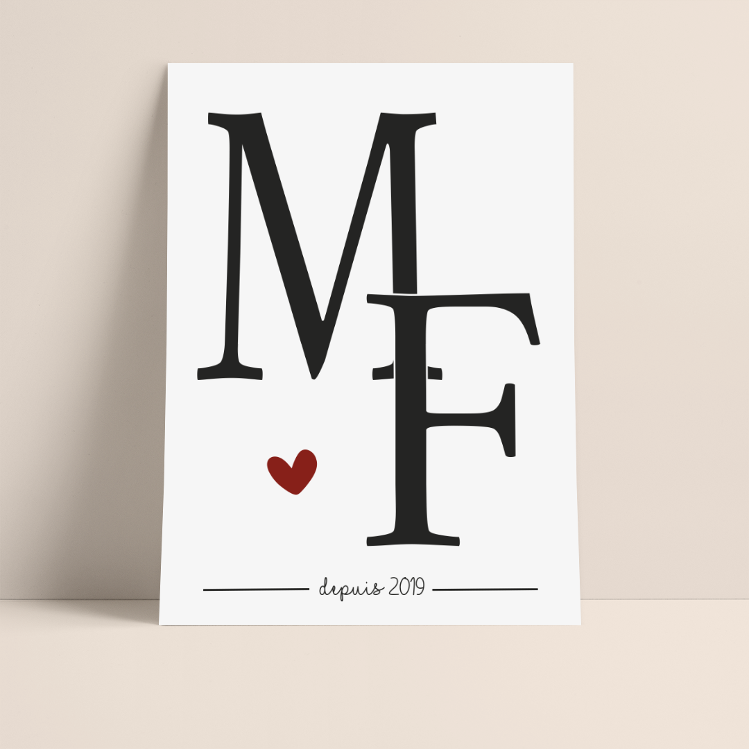 CÉLÉBREZ VOTRE AMOUR AVEC L'AFFICHE "NOS INITIALES"
