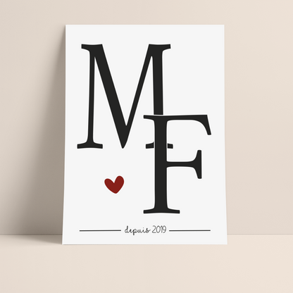 CÉLÉBREZ VOTRE AMOUR AVEC L'AFFICHE "NOS INITIALES"