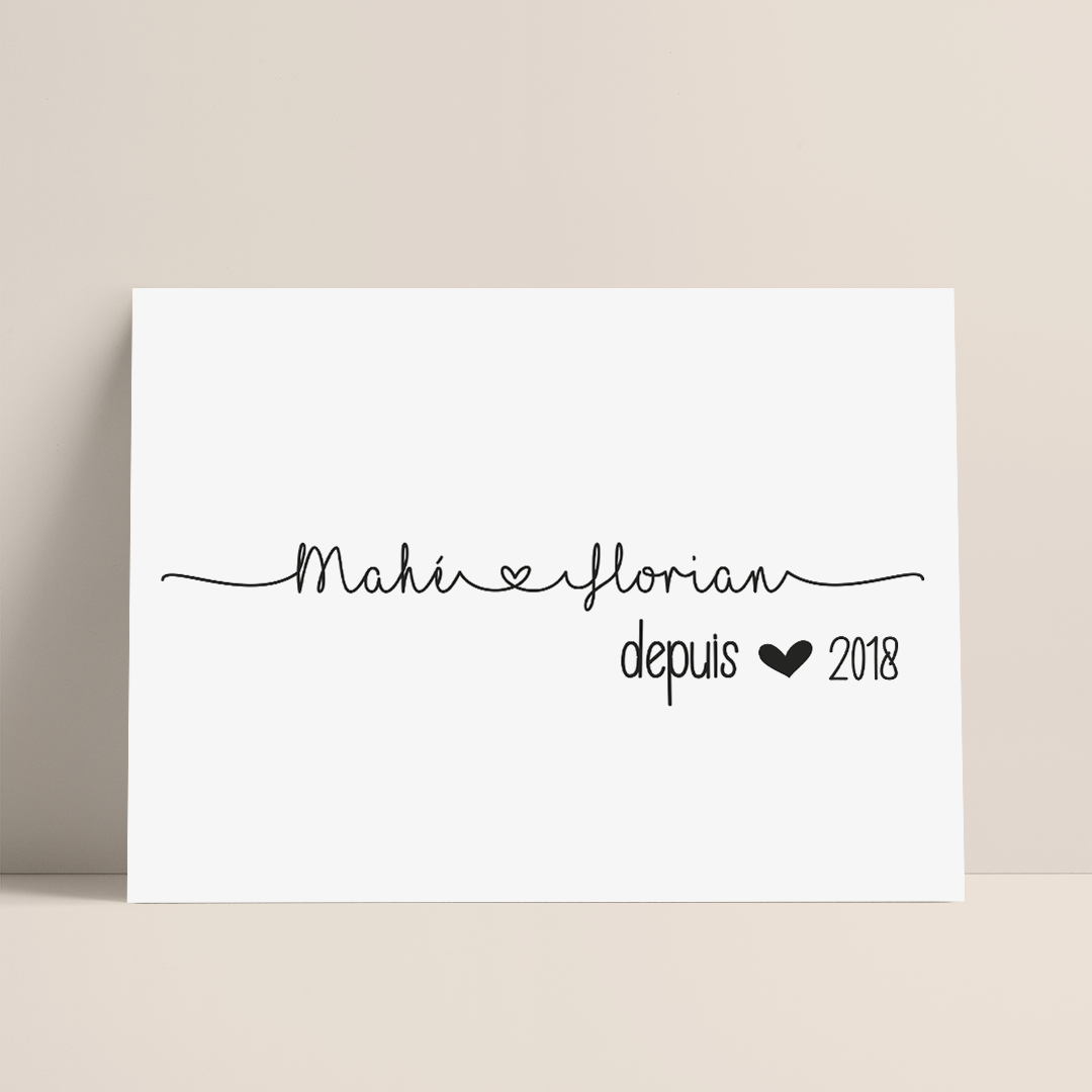 AFFICHE PRENOMS ET DATE D’AMOUR