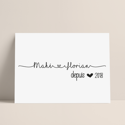 AFFICHE PRENOMS ET DATE D’AMOUR