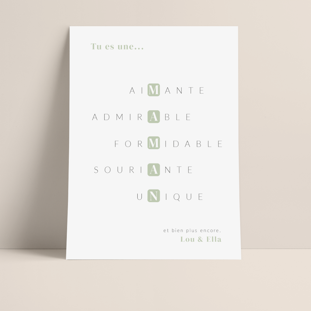 DITES-LE AVEC UNE AFFICHE : "TU ES UNE MAMAN FORMIDABLE"
