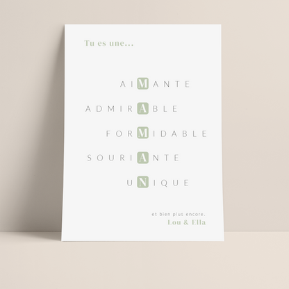 DITES-LE AVEC UNE AFFICHE : "TU ES UNE MAMAN FORMIDABLE"
