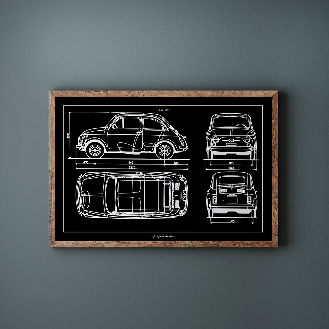 AFFICHE BLUEPRINT FIAT 500