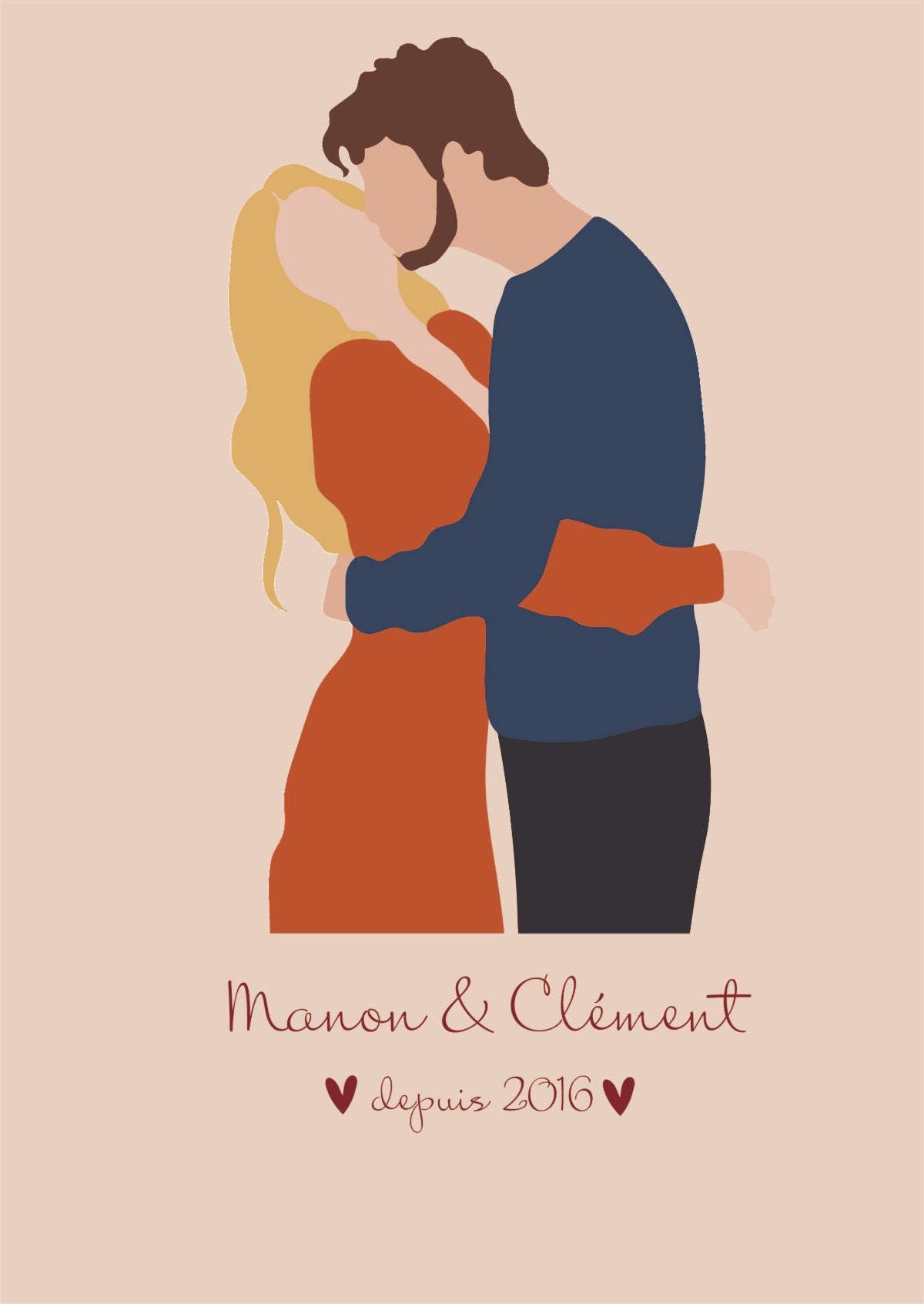 Affiche Personnalisée Couple d'Hommes - Célébrez Votre Amour avec Élégance  - Jusqu'à la lune