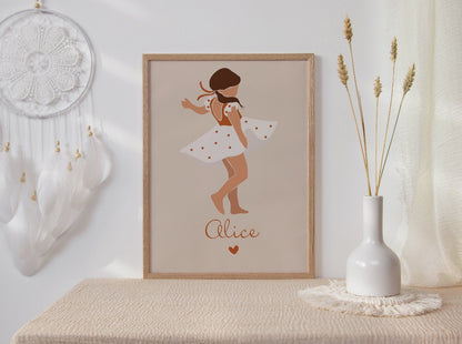 AFFICHE PERSONNALISEE PETITE FILLE EN ROBE