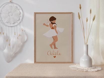 AFFICHE PERSONNALISEE PETITE FILLE EN ROBE