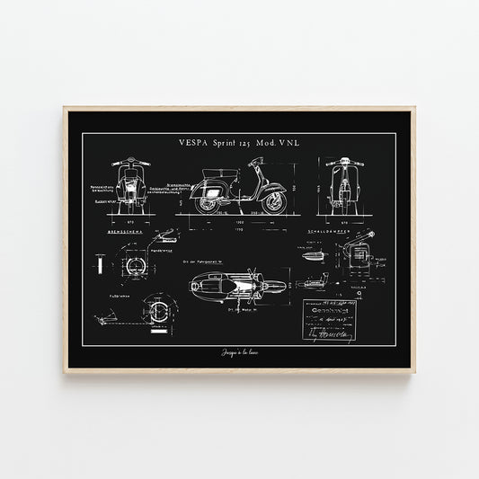 AFFICHE BLUEPRINT VESPA SPRINT 125