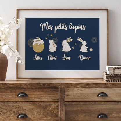 AFFICHE "MES PETITS LAPINS" : TENDRESSE ET FAMILLE EN DÉCORATION